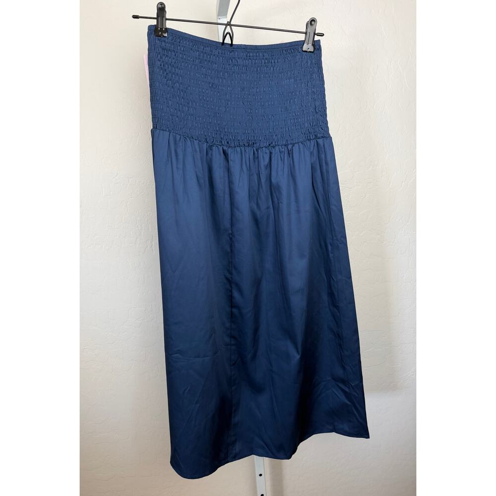 NWT Wild Fable Blue Smocked Maxi Skirt Women’s XS Cotton Side Slit